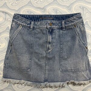 Michael Kors Frayed Hem Denim Mini Skirt